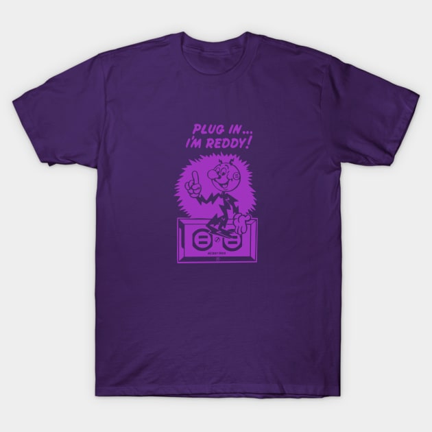 plug in reddy kilowatt purple T-Shirt by Sayang Anak
